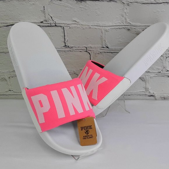 VICTORIA'S SECRET 'PINK' LOGO SLIDE SANDALS - Picture 5 of 16